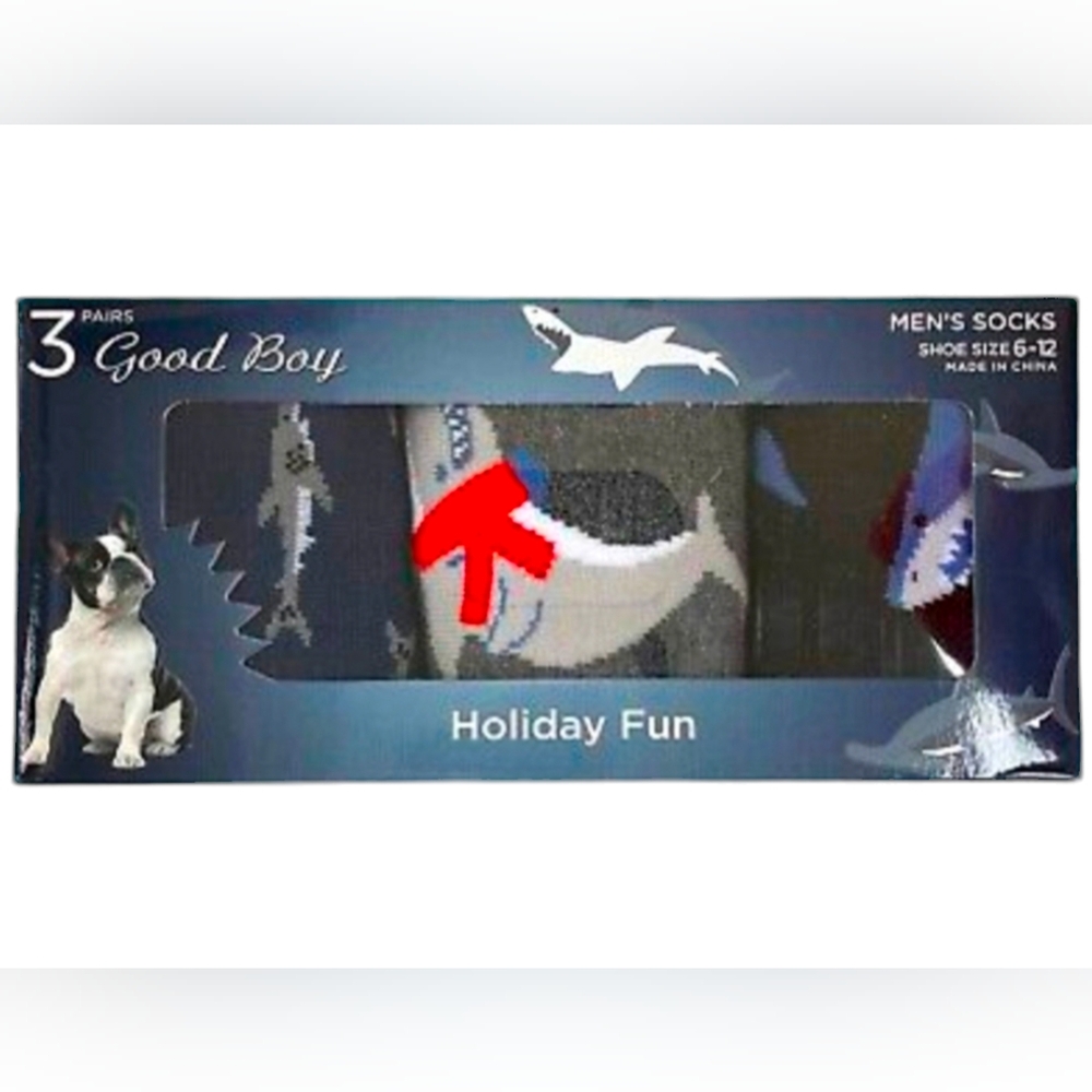 NIB 3 PACK SHARK MENS SOCKS 6-12